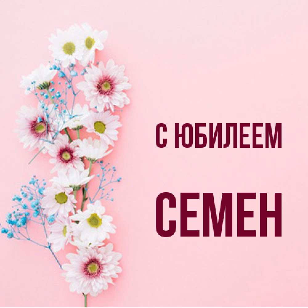 Открытка на каждый день с именем, Семен C юбилеем Родная моя с днем рождения тебя картинка с цветами белыми и голубыми Прикольная открытка с пожеланием онлайн скачать бесплатно 
