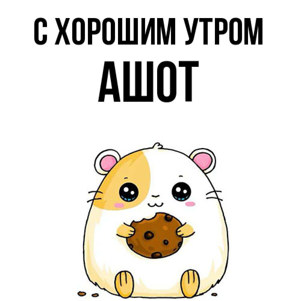 Открытка на каждый день с именем, Ашот С хорошим утром есть печеньку. Утречко Прикольная открытка с пожеланием онлайн скачать бесплатно 