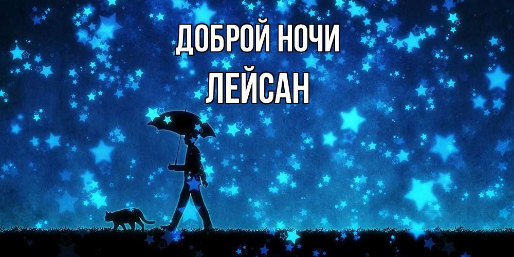 Открытка на каждый день с именем, Лейсан Доброй ночи ночные прогулки с котом под звездами Прикольная открытка с пожеланием онлайн скачать бесплатно 