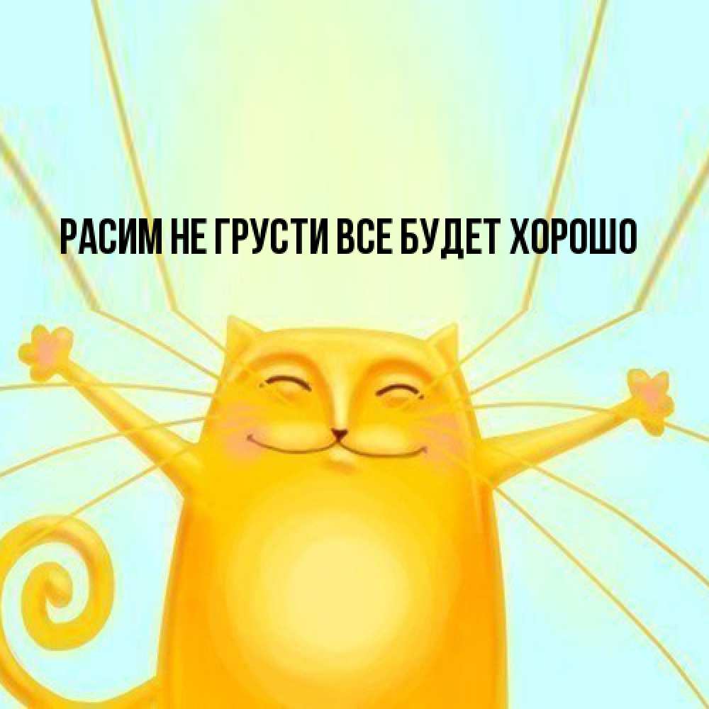 Открытка на каждый день с именем, Расим Не грусти все будет хорошо обнимашки усатые Прикольная открытка с пожеланием онлайн скачать бесплатно 