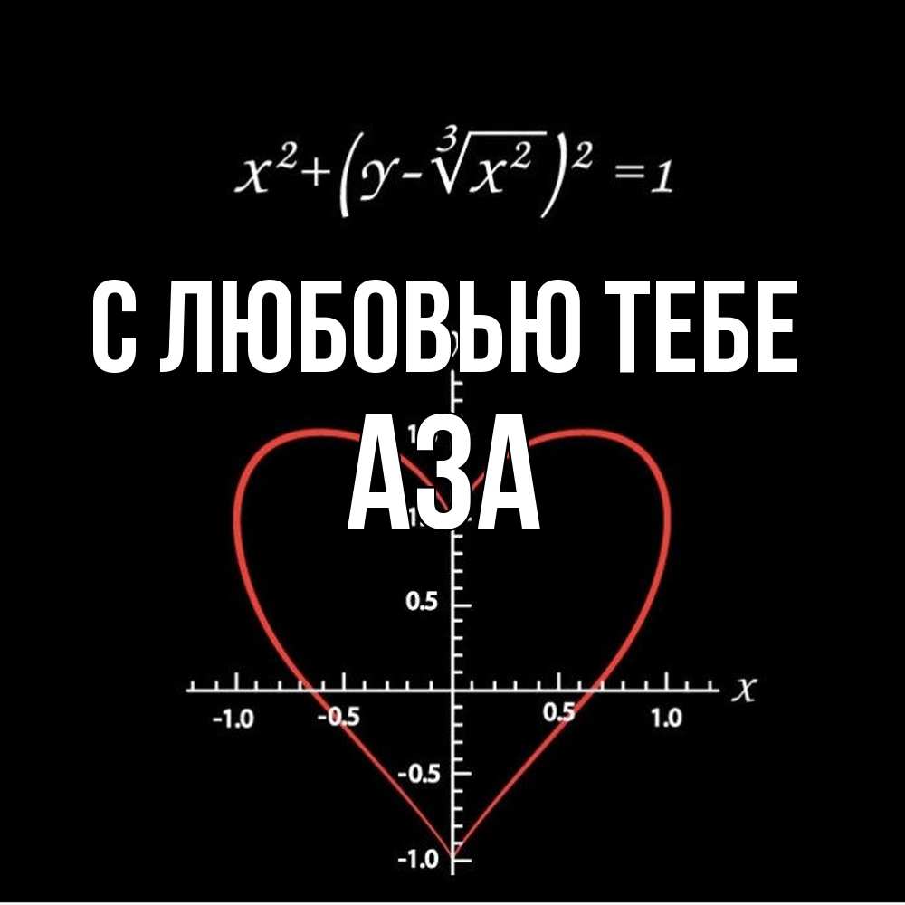 Открытка на каждый день с именем, Аза С любовью тебе сердечная формула Прикольная открытка с пожеланием онлайн скачать бесплатно 
