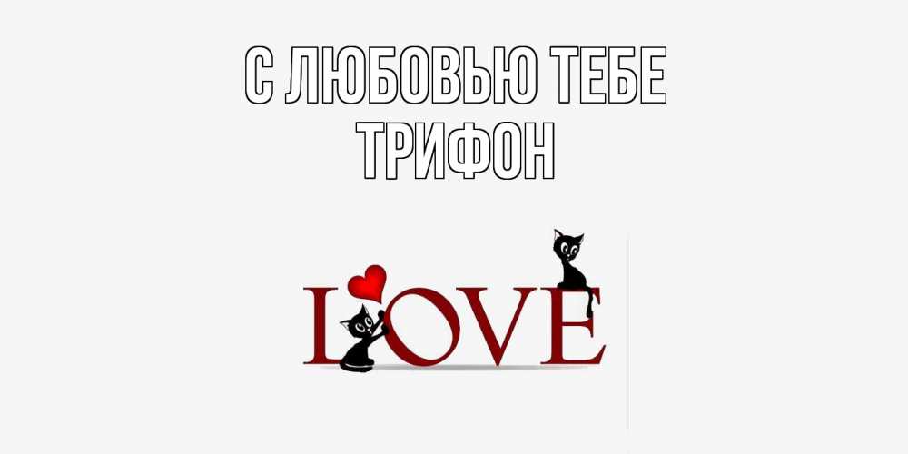 Открытка на каждый день с именем, Трифон С любовью тебе любовь, коты Прикольная открытка с пожеланием онлайн скачать бесплатно 