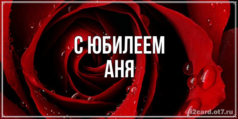 Открытка на каждый день с именем, Аня C юбилеем крупная бордовая роза Прикольная открытка с пожеланием онлайн скачать бесплатно 