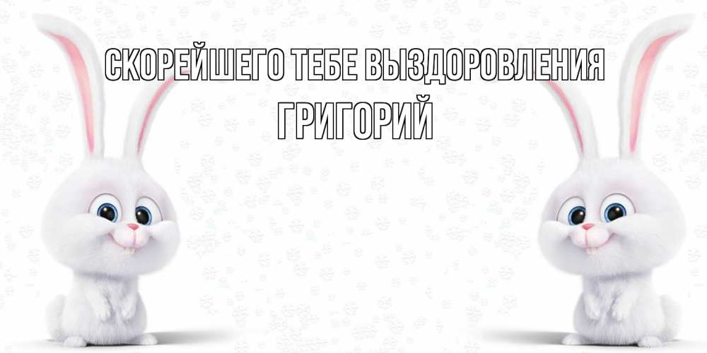 Открытка на каждый день с именем, Григорий Скорейшего тебе выздоровления не болей с зайцем Прикольная открытка с пожеланием онлайн скачать бесплатно 