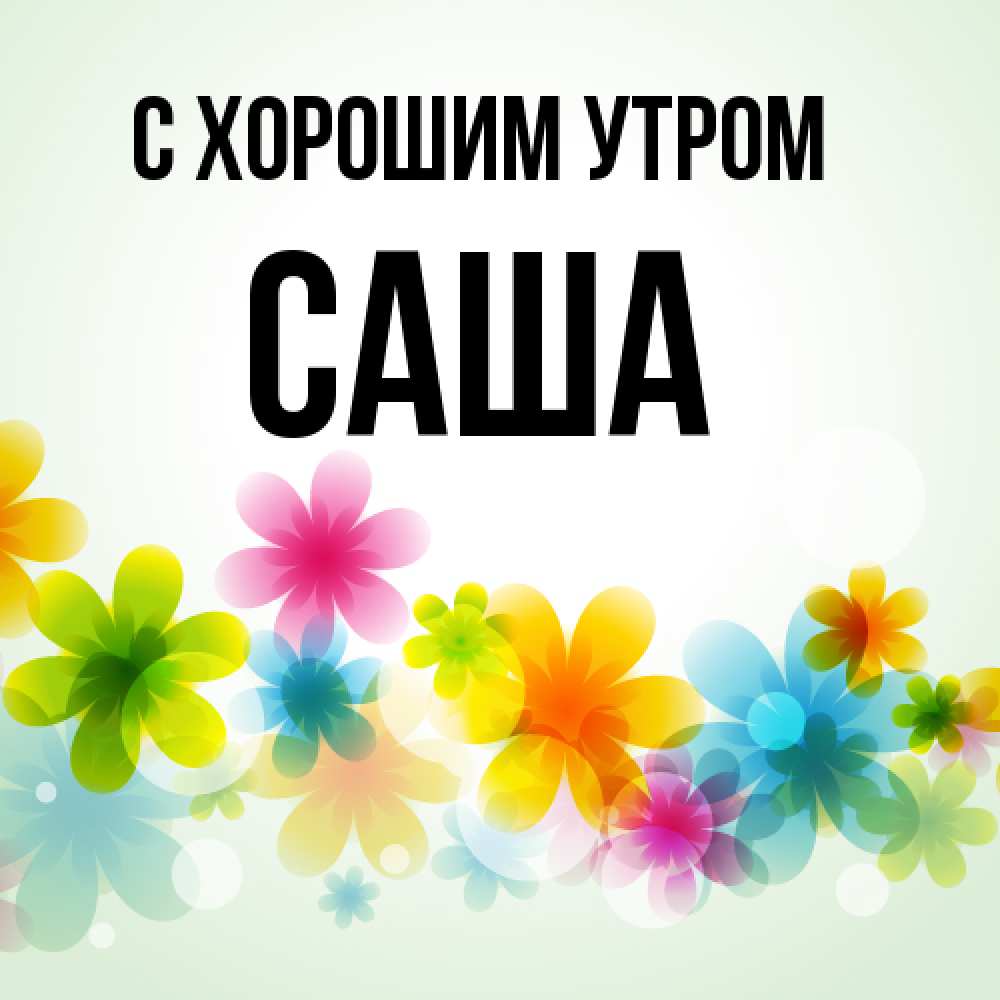 Открытка на каждый день с именем, Саша С хорошим утром позитивные цветочки Прикольная открытка с пожеланием онлайн скачать бесплатно 