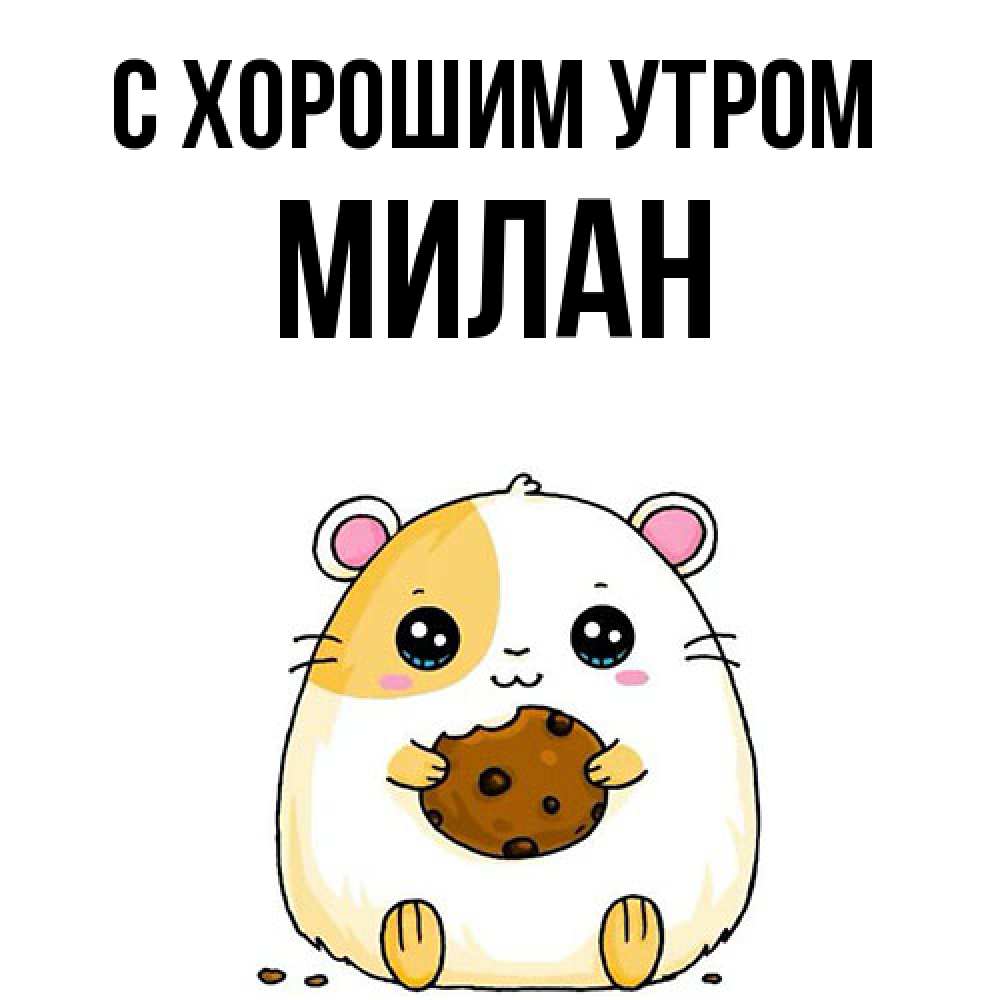 Открытка на каждый день с именем, Милан С хорошим утром есть печеньку. Утречко Прикольная открытка с пожеланием онлайн скачать бесплатно 