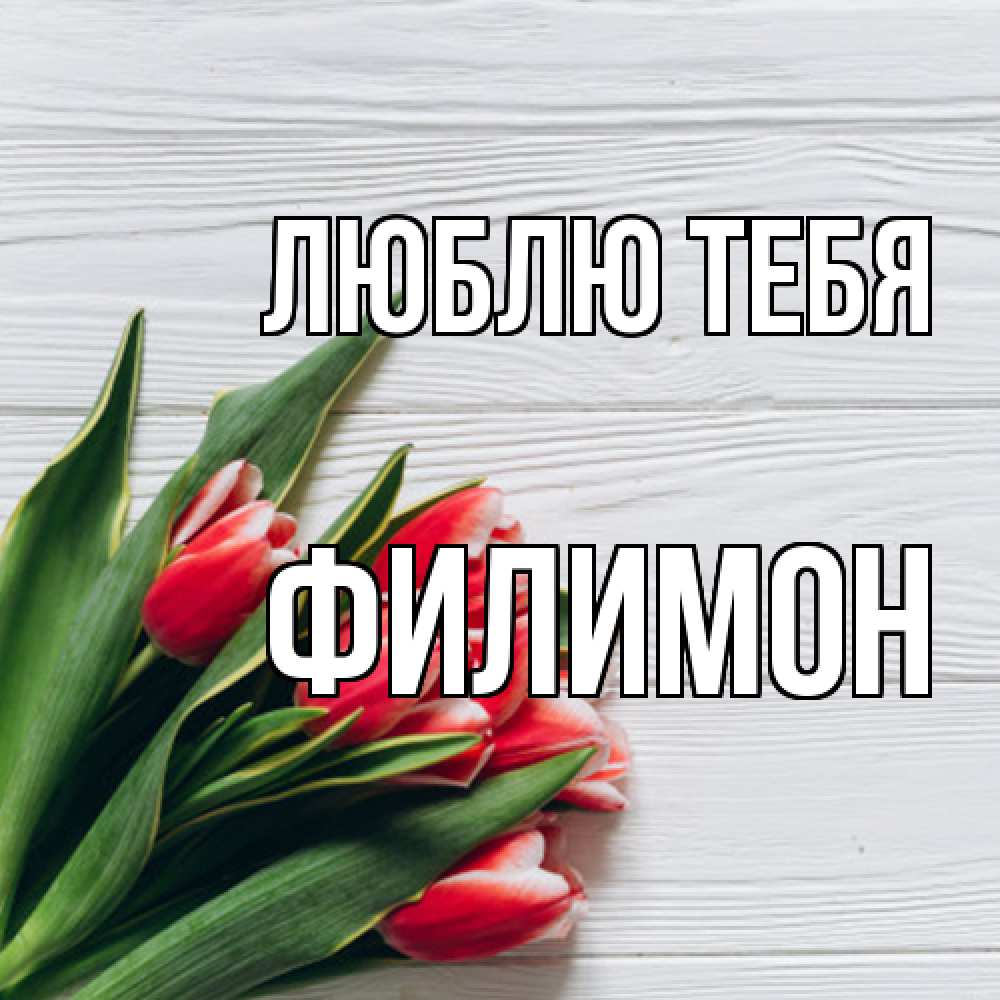 Открытка на каждый день с именем, Филимон Люблю тебя весна 2 Прикольная открытка с пожеланием онлайн скачать бесплатно 
