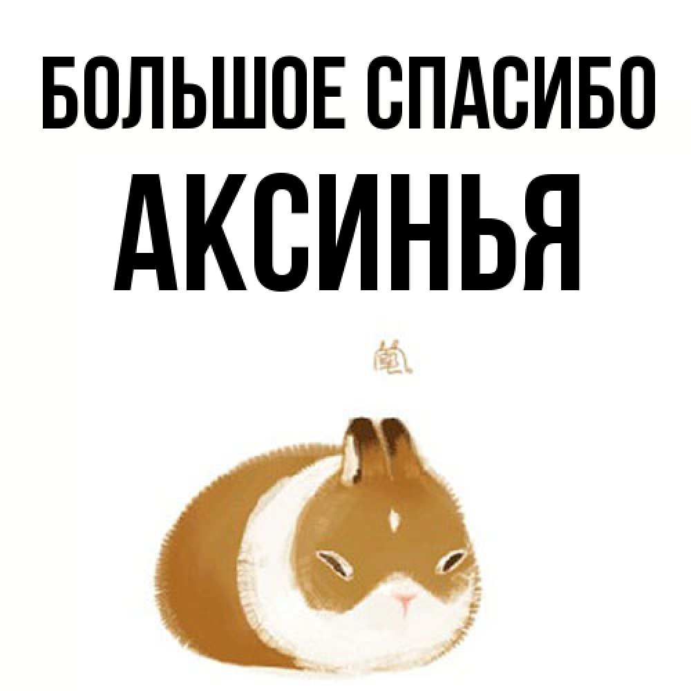 Открытка на каждый день с именем, Аксинья Большое спасибо коричнево белый домашний питомец Прикольная открытка с пожеланием онлайн скачать бесплатно 