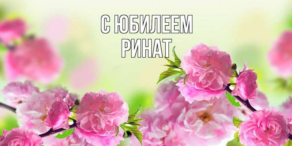Открытка на каждый день с именем, Ринат C юбилеем веточки с цветками Прикольная открытка с пожеланием онлайн скачать бесплатно 