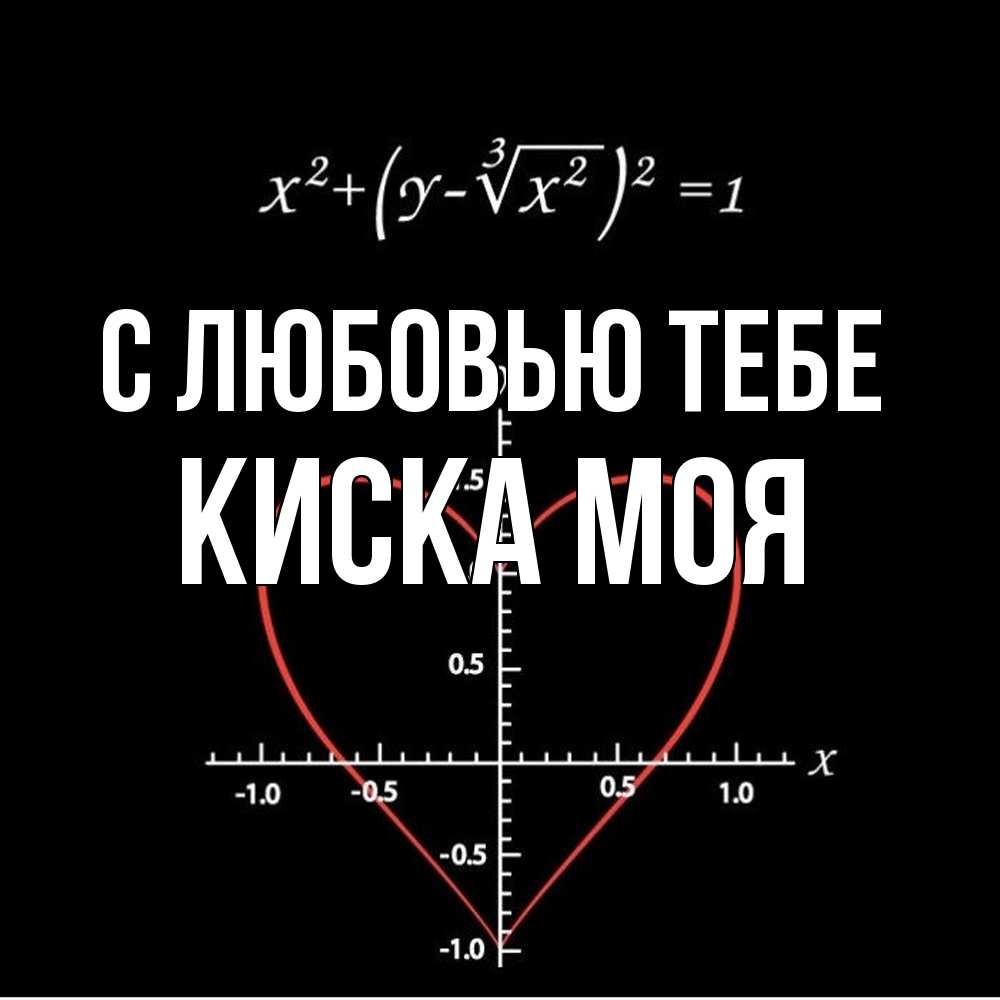 Открытка на каждый день с именем, Киска-моя С любовью тебе сердечная формула Прикольная открытка с пожеланием онлайн скачать бесплатно 