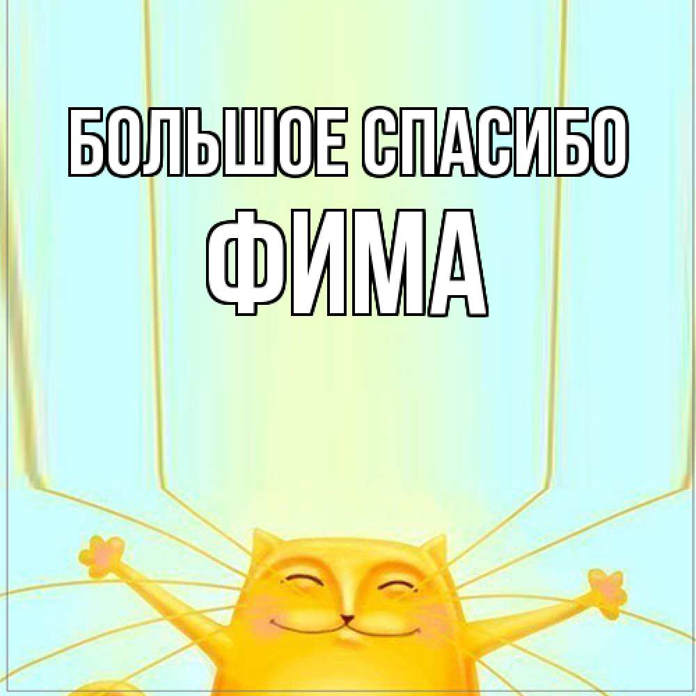 Открытка на каждый день с именем, Фима Большое спасибо кот с усами благодарит Прикольная открытка с пожеланием онлайн скачать бесплатно 