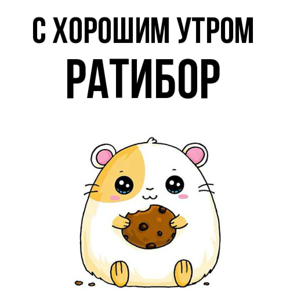 Открытка на каждый день с именем, Ратибор С хорошим утром есть печеньку. Утречко Прикольная открытка с пожеланием онлайн скачать бесплатно 