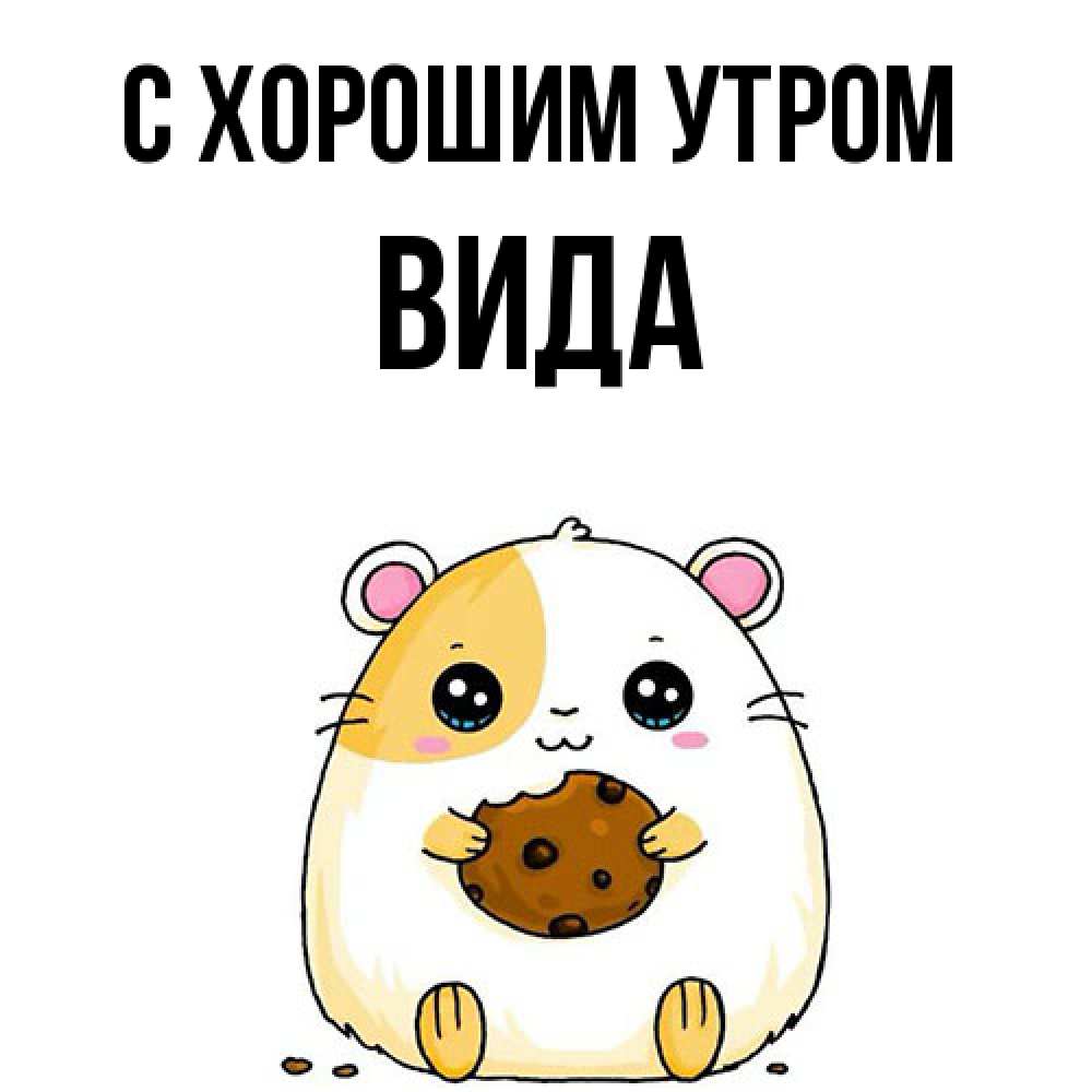 Открытка на каждый день с именем, Вида С хорошим утром есть печеньку. Утречко Прикольная открытка с пожеланием онлайн скачать бесплатно 