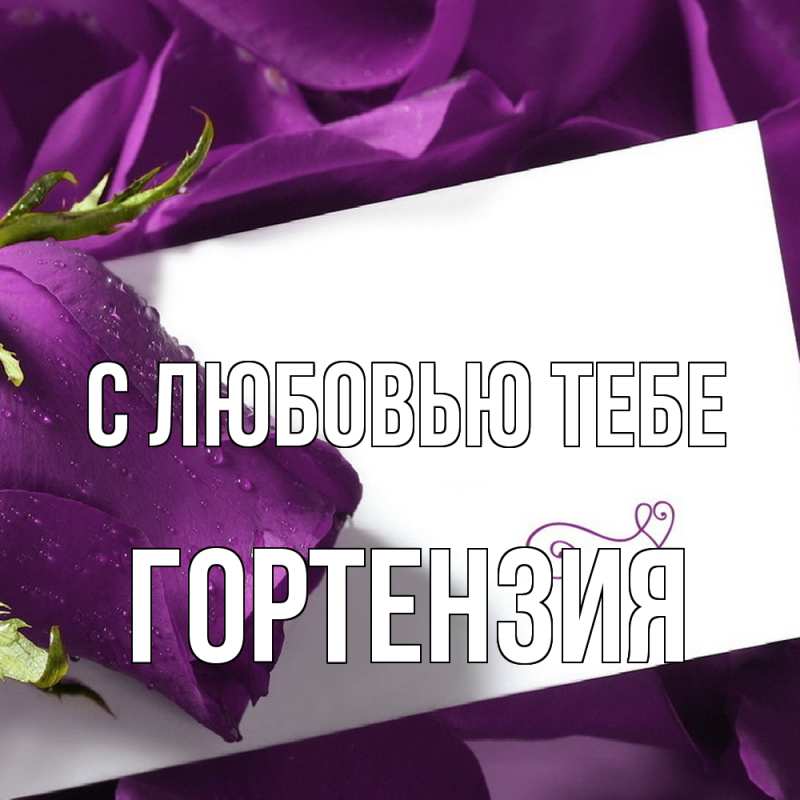 Открытка с именем, Гортензия, С любовью тебе