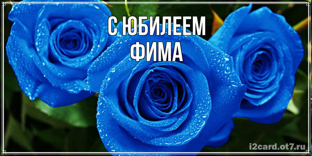 Открытка на каждый день с именем, Фима C юбилеем розы с синим цветом Прикольная открытка с пожеланием онлайн скачать бесплатно 