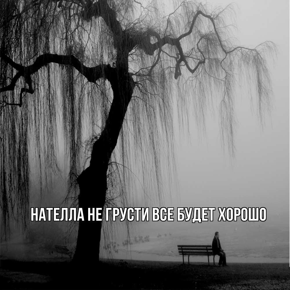 Открытка на каждый день с именем, Нателла Не грусти все будет хорошо висящие ветки дерева и лавочка под деревом Прикольная открытка с пожеланием онлайн скачать бесплатно 