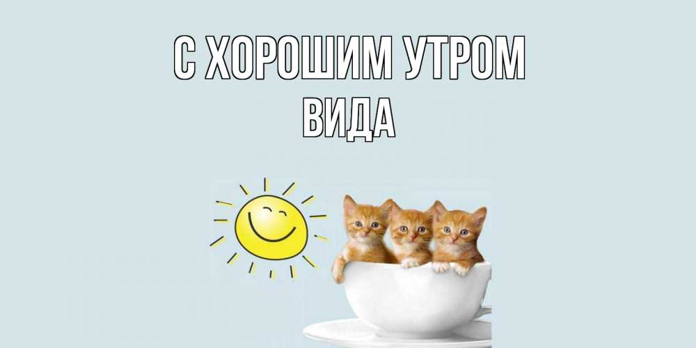 Открытка на каждый день с именем, Вида С хорошим утром котята Прикольная открытка с пожеланием онлайн скачать бесплатно 