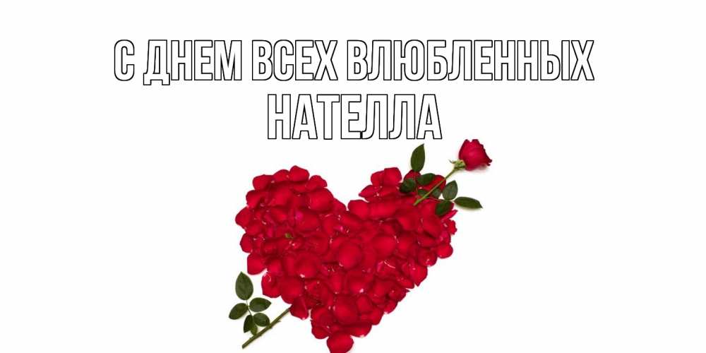 Открытка на каждый день с именем, Нателла С днем всех влюбленных роза как стрела амура попала в сердце из роз Прикольная открытка с пожеланием онлайн скачать бесплатно 