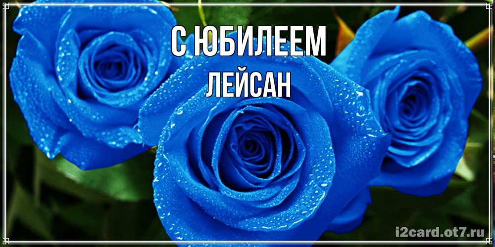 Открытка на каждый день с именем, Лейсан C юбилеем розы с синим цветом Прикольная открытка с пожеланием онлайн скачать бесплатно 
